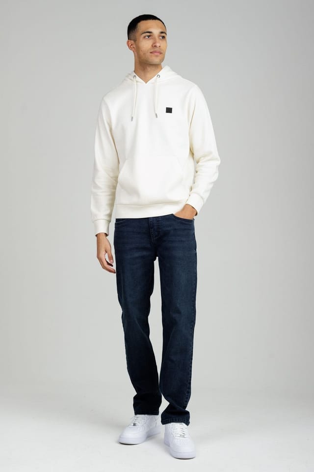 Tokyo Laundry Tokyo Laundry Men's Brushed Back Fleece Hoody with Small Chest Logo in Cream - 3