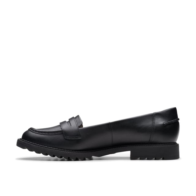 Clarks Clarks Women's Griffin Milly 2 Black Leather Loafers, Slip Ons - 2