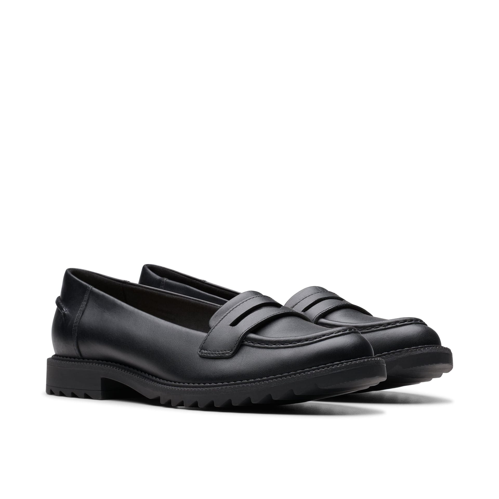 Clarks Clarks Women's Griffin Milly 2 Black Leather Loafers, Slip Ons - 4