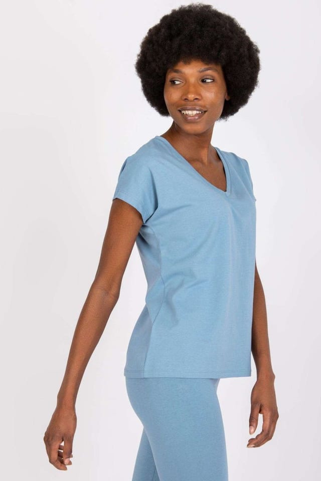 Love Lace Love Lace Women's Heart Neck Straight Cut Short Sleeve T-Shirt in Blue - 3