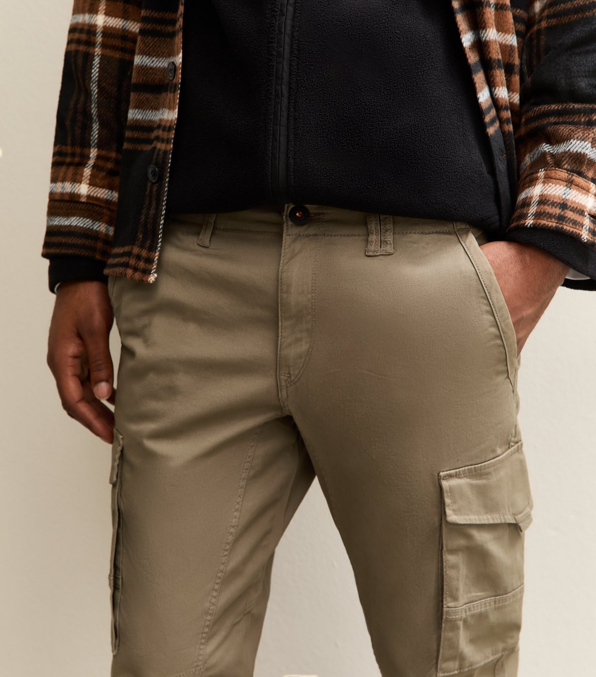 jack & jones Men's Light Brown Tapered Cargo Trousers Jack & Jones New Look - 3