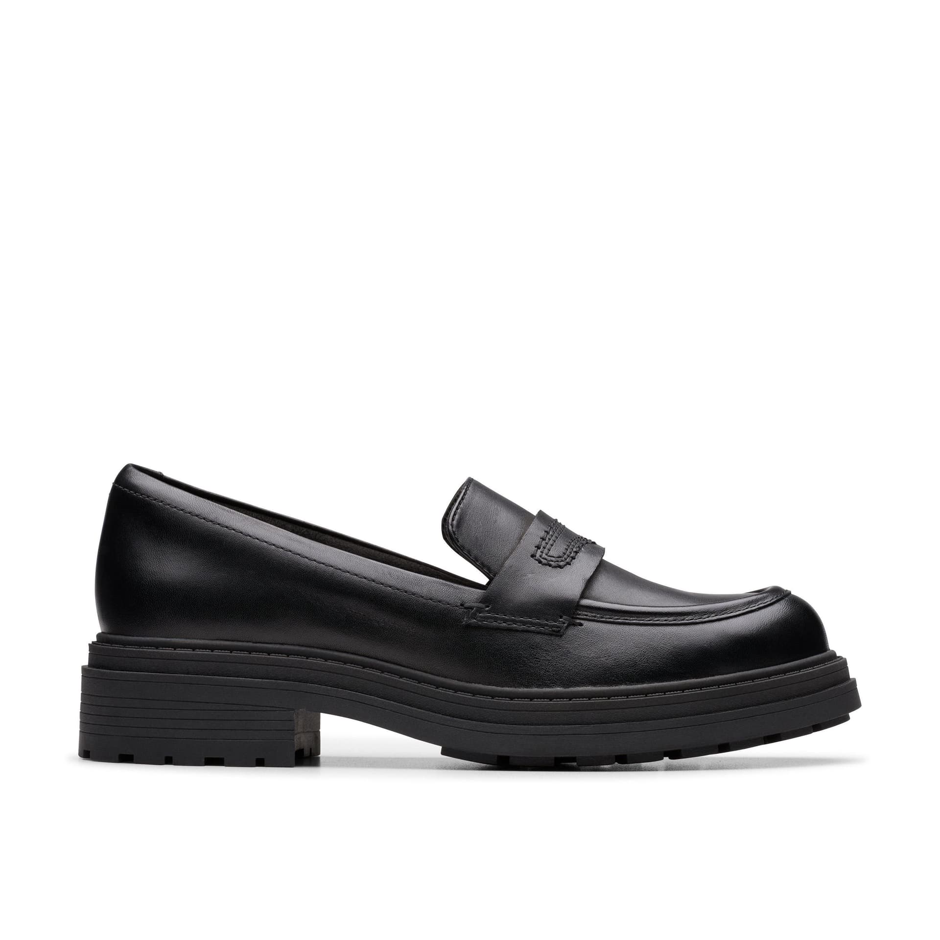 Clarks Clarks Women's Orinoco3 Edge Black Leather Slip Ons, Loafers