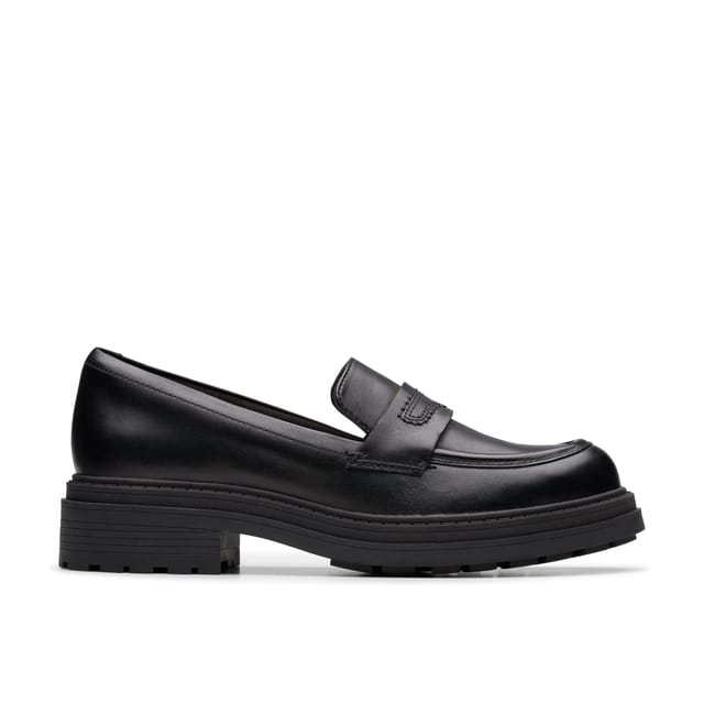 Clarks Clarks Women's Orinoco3 Edge Black Leather Slip Ons, Loafers - 3