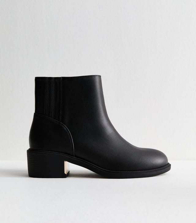 New Look Women's Wide Fit Black Faux Leather Metal Trim Ankle Boots Vegan New Look - 3