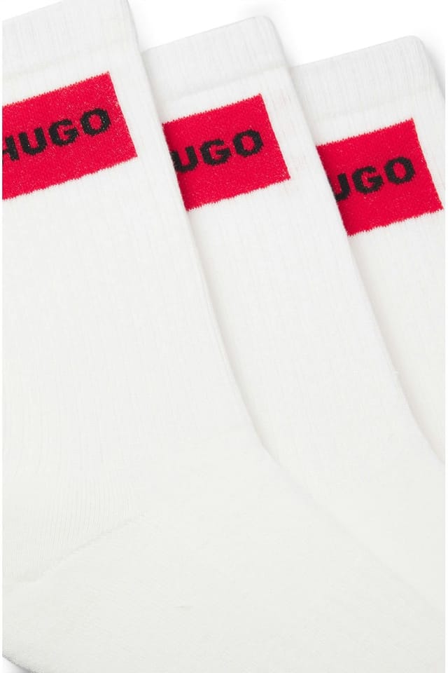 HUGO Hugo Men's 3 Pack Rib Label CC Socks White - 2