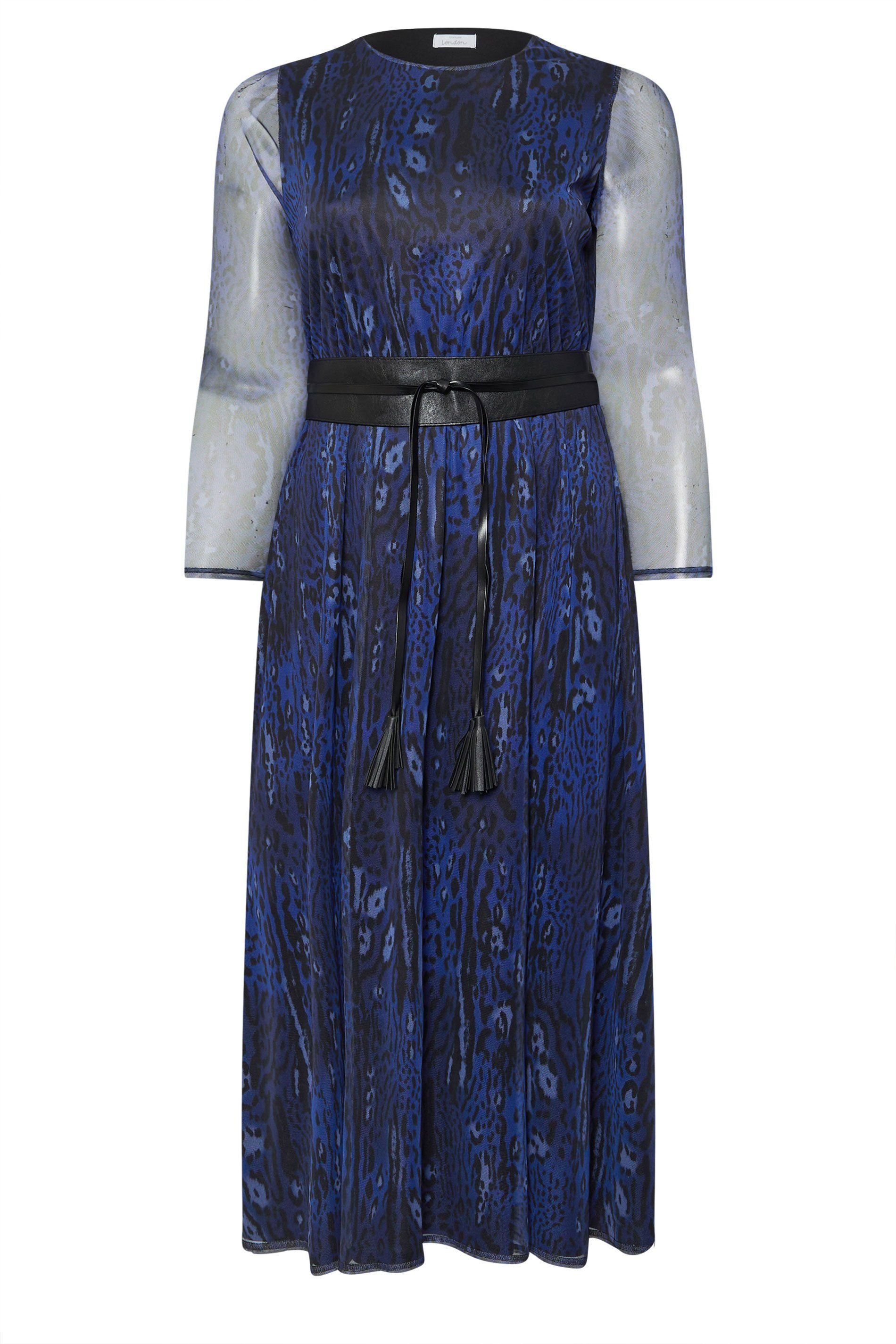 Yours Yours Women's Animal Print Mesh Maxi Dress in Blue - 2