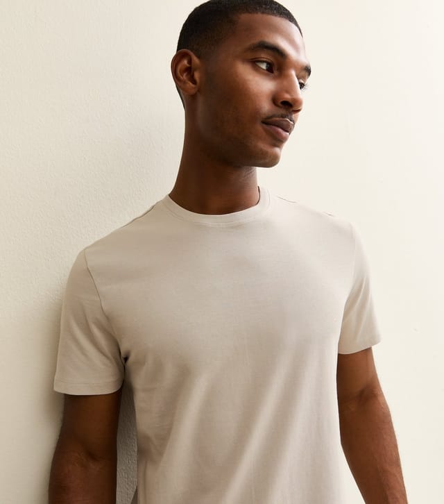 New Look Men's Stone Regular Crew Neck Jersey T-Shirt New Look - 2
