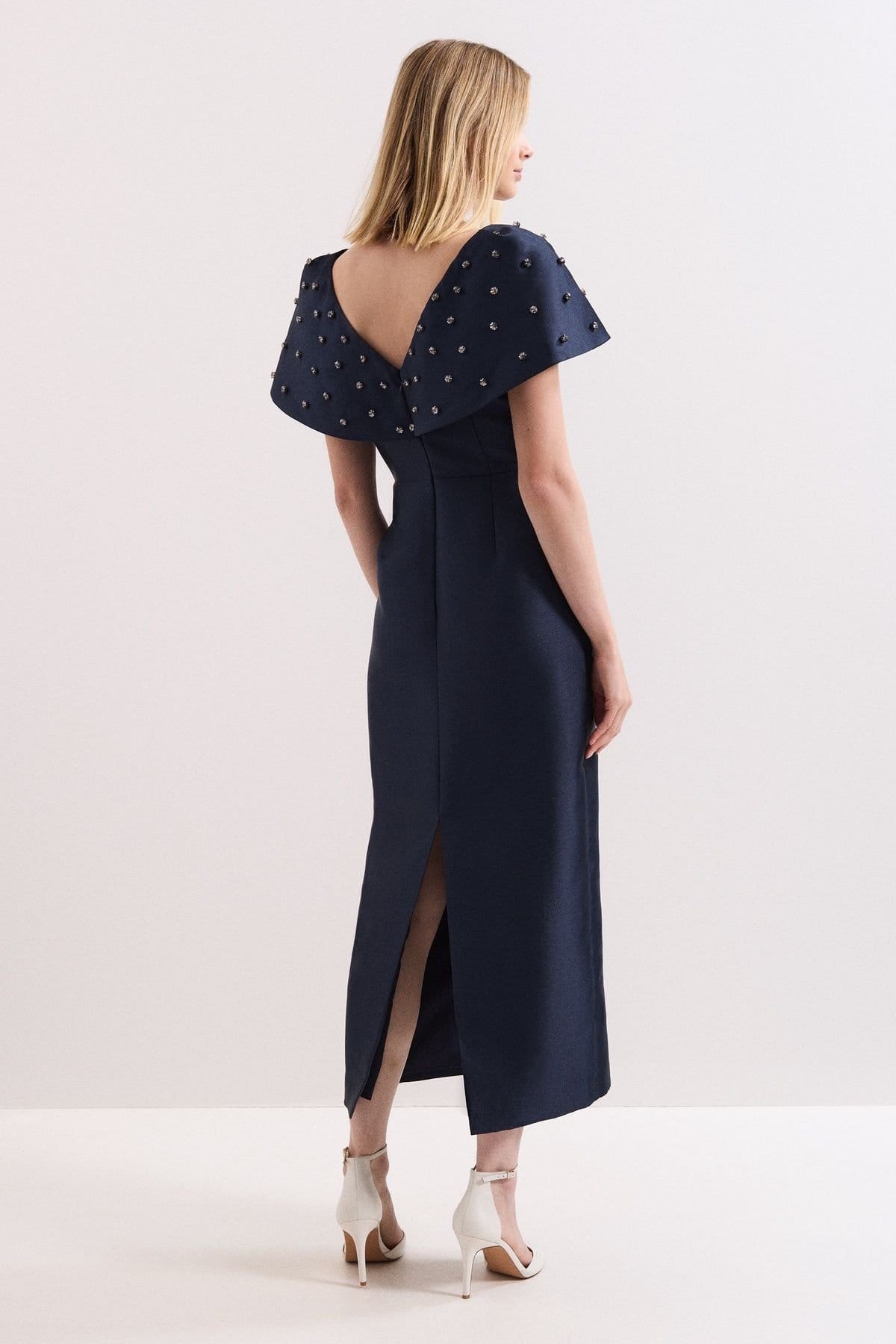 Phase Eight Phase Eight Women's Erina Satin Midi Dress in Dark Navy - 4