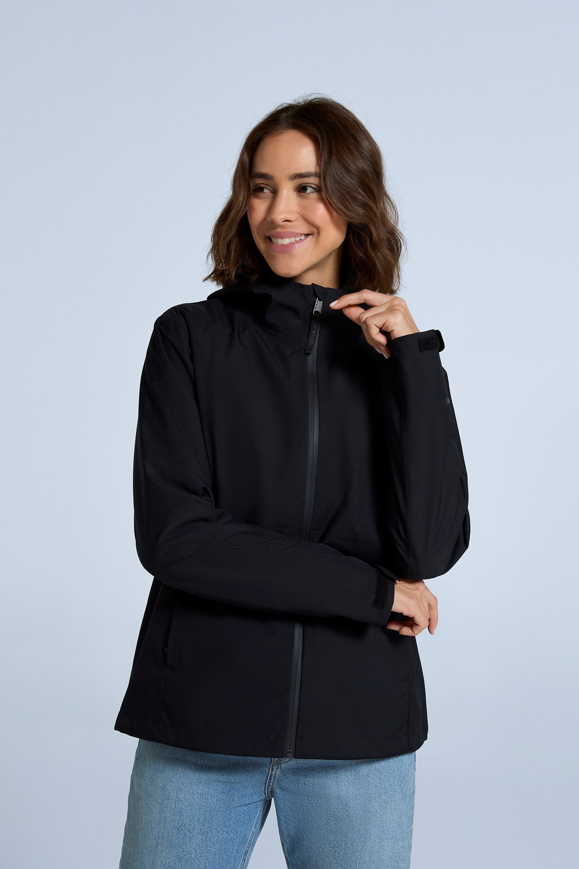 Animal Animal Women's 'Elements' Waterproof Breathable Zipped Pocket Adjustable Hood Jacket in Jet Black - 4