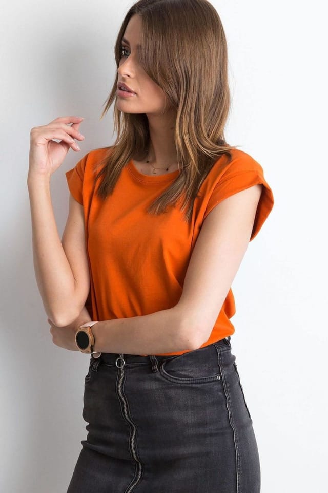 Love Lace Love Lace Women's Everyday Straight Cut Short Sleeve T-Shirt Style 168480 in Orange - 3
