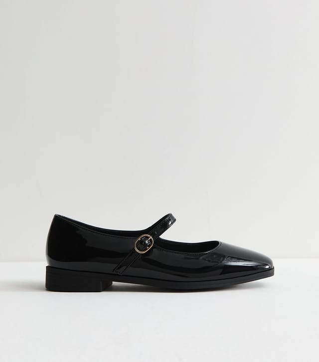 New Look Women's Black Patent Faux Leather Mary Jane Pumps Vegan New Look - 3