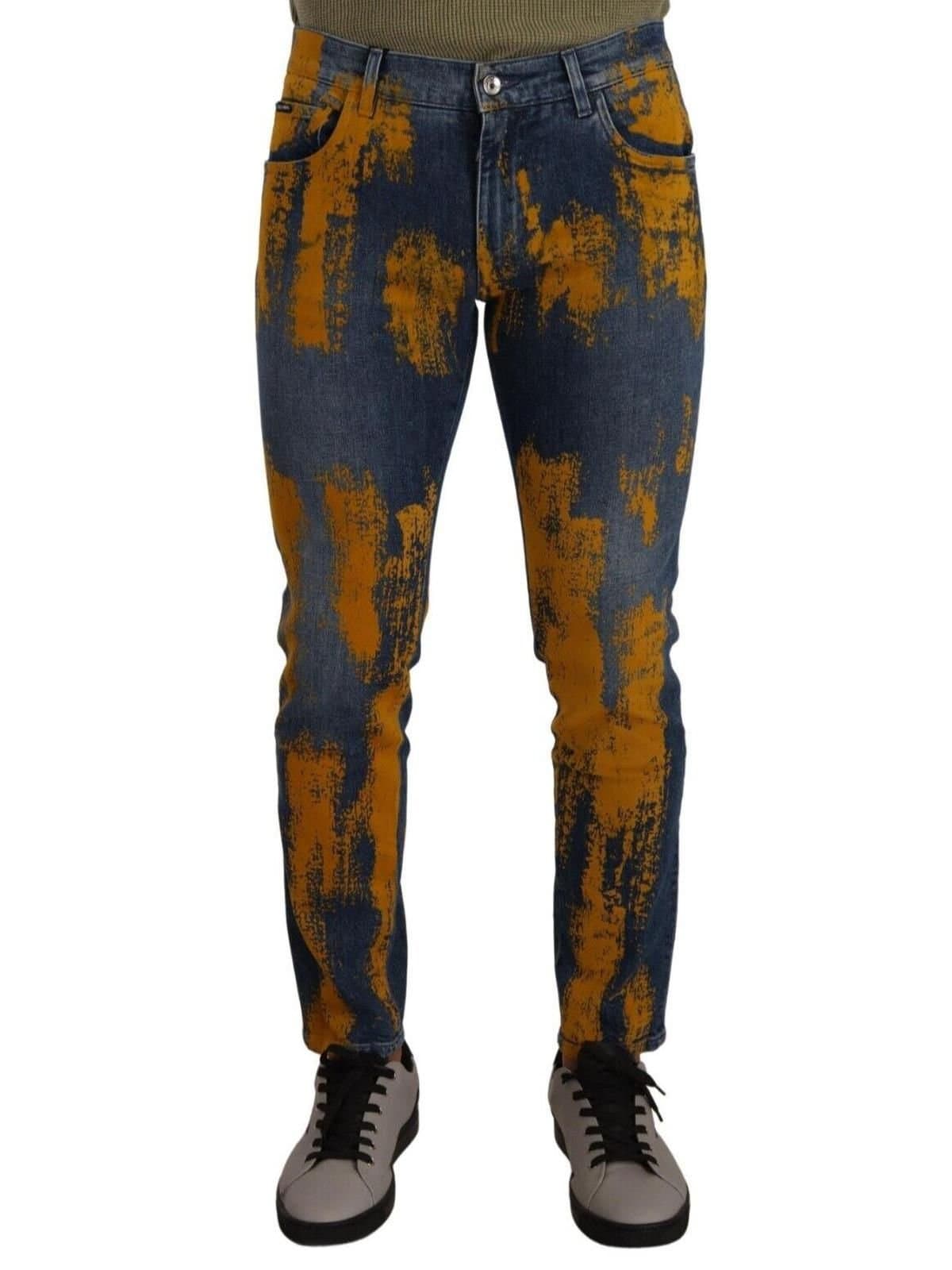 Dolce & Gabbana Dolce & Gabbana Men's Blue Yellow Dye Cotton Skinny Denim Jeans