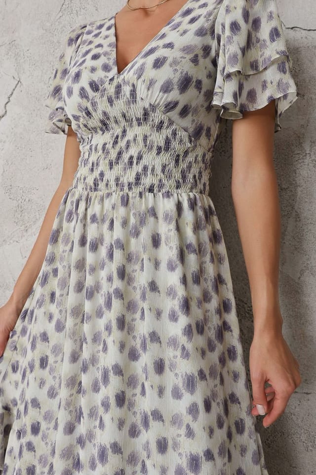 Jolie Moi Jolie Moi Women's Frill Hem Chiffon Midi Dress in Purple - 3
