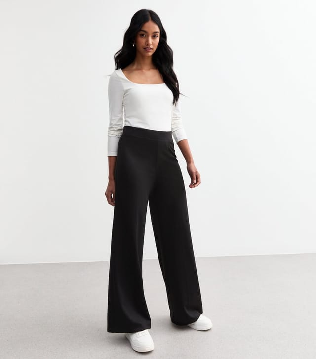 New Look Women's Black Wide Leg Jersey Trousers New Look - 3