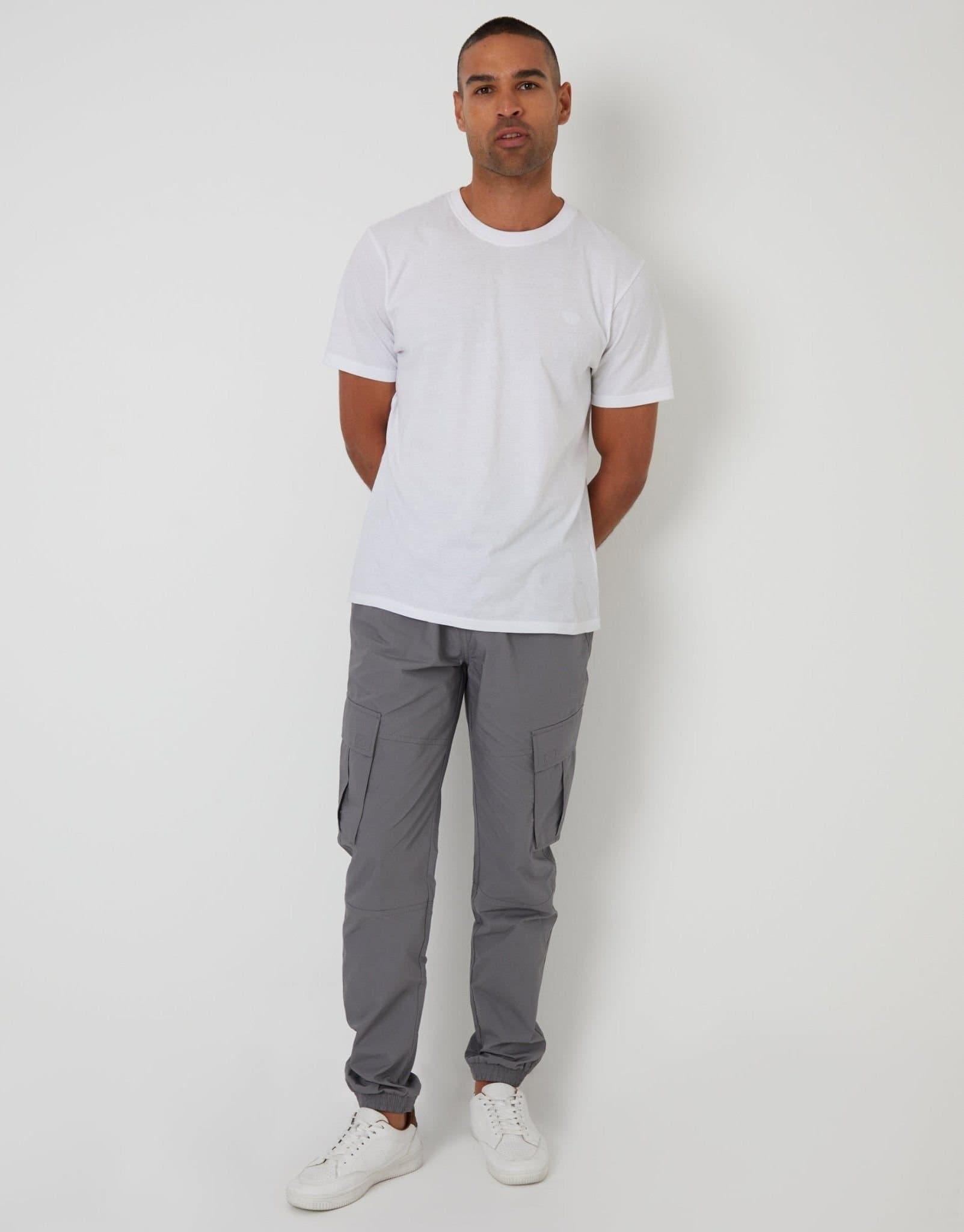 Threadbare threadbare Men's Elasticated Waist Cargo Trousers in Grey