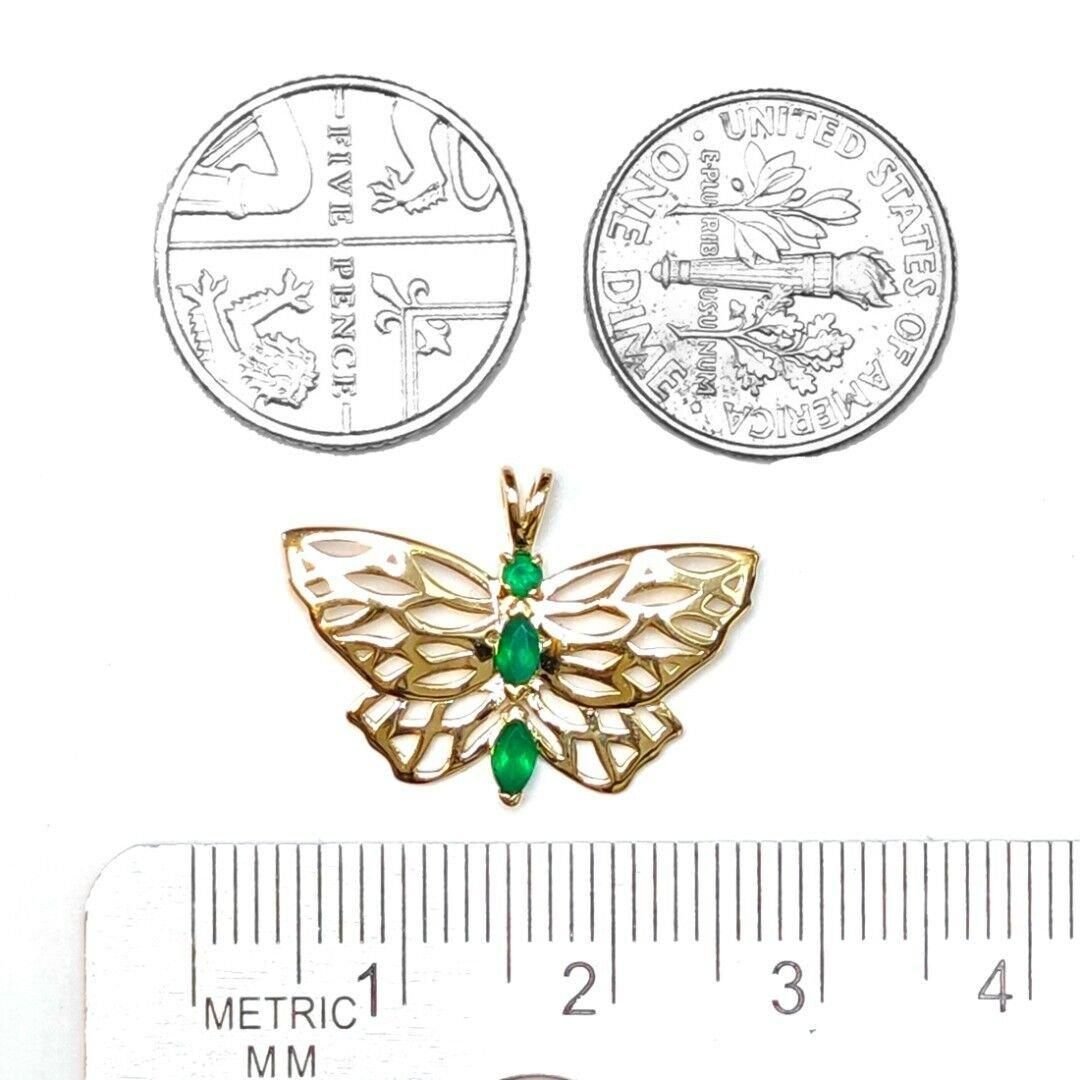 Ojewellery Ojewellery Women's 9ct Yellow Gold Hallmarked Green Onyx Butterfly Necklace - 4