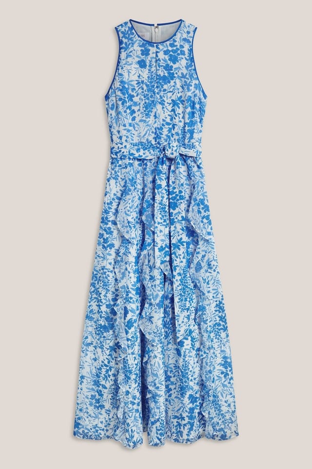 Hobbs London Hobbs London Women's Taryn Floral Ruffle Maxi Dress in Cool White - 2
