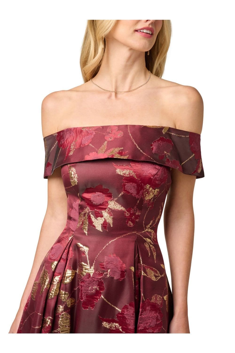Adrianna Papell Adrianna Papell Women's Off Shoulder Midi Dress in Red - 4
