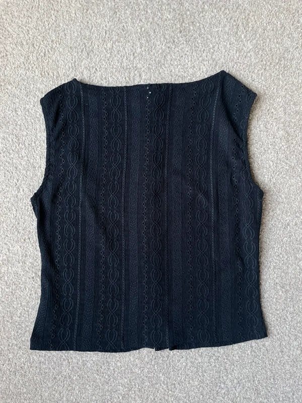 ASOS ASOS design navy boat neck navy embroidered anglaise top - 1