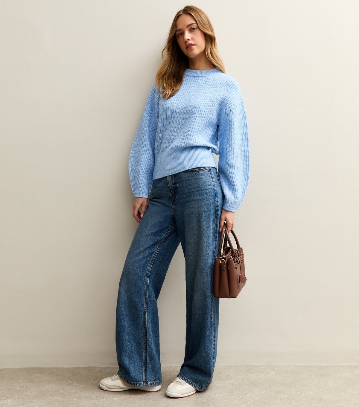 New Look Women's Mid Blue Ribbed Knit Long Sleeve Jumper New Look - 3