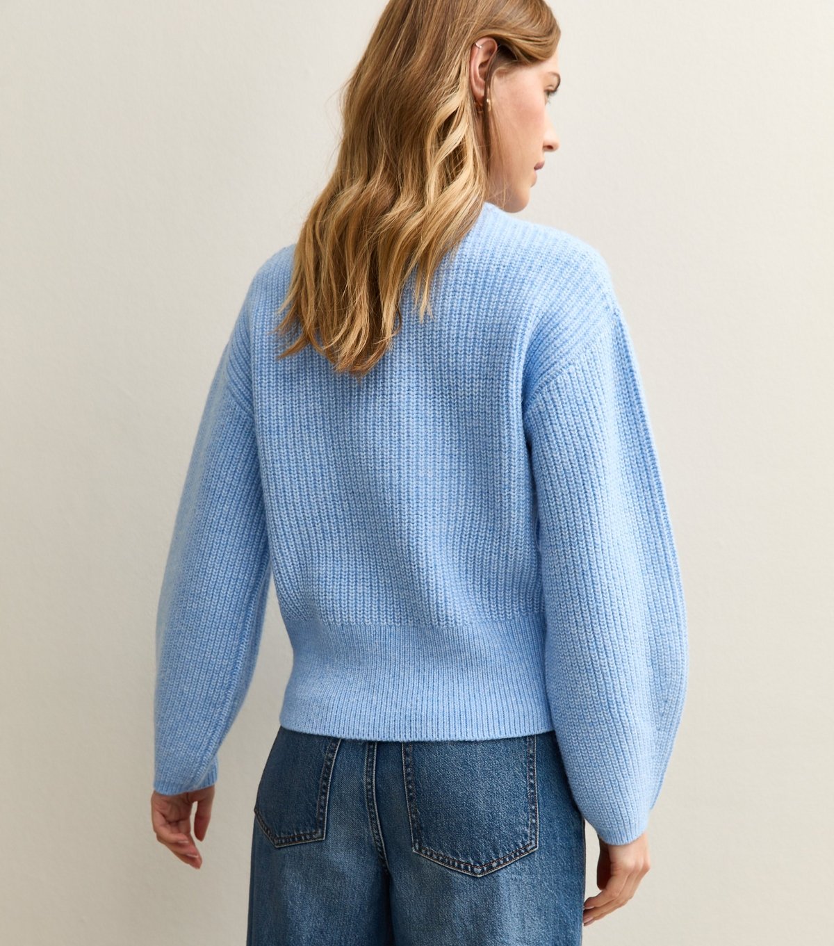 New Look Women's Mid Blue Ribbed Knit Long Sleeve Jumper New Look - 4