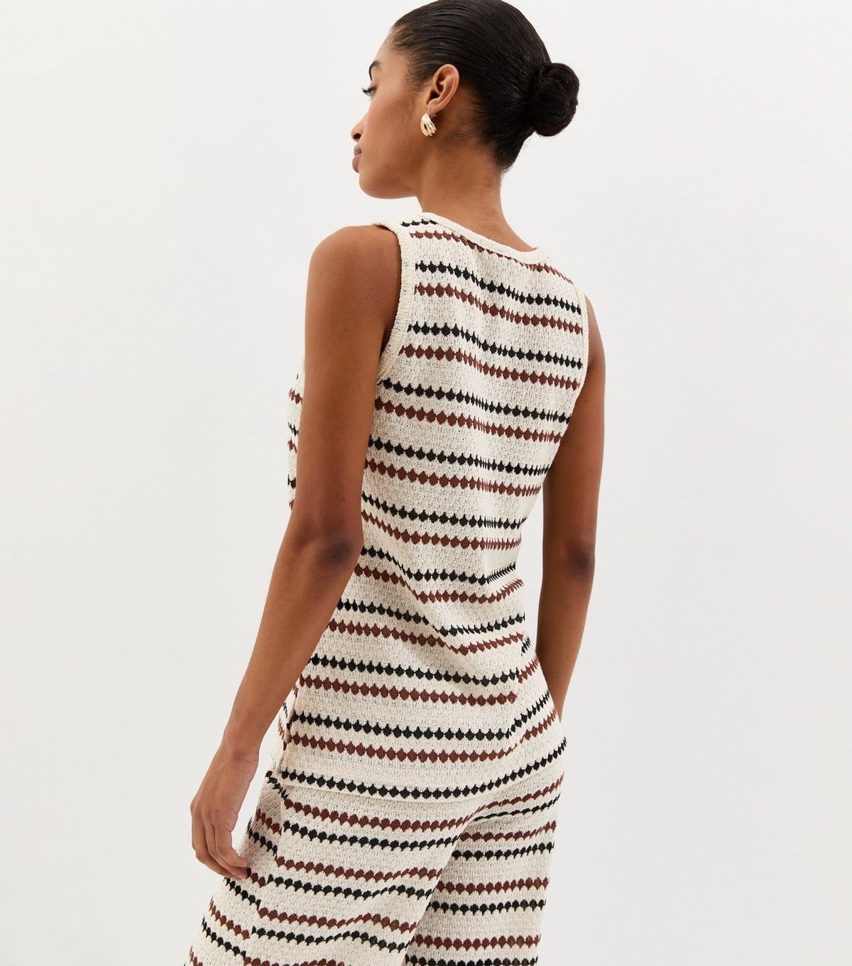 New Look Women's Cream Striped Knitted Beach Vest Top New Look - 4