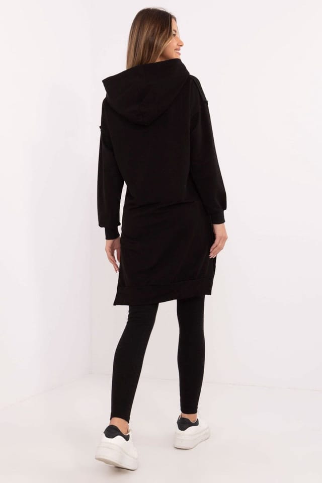 Love Lace Love Lace Women's Cotton Elastane Long Hoodie Leggings Set in Black - 2
