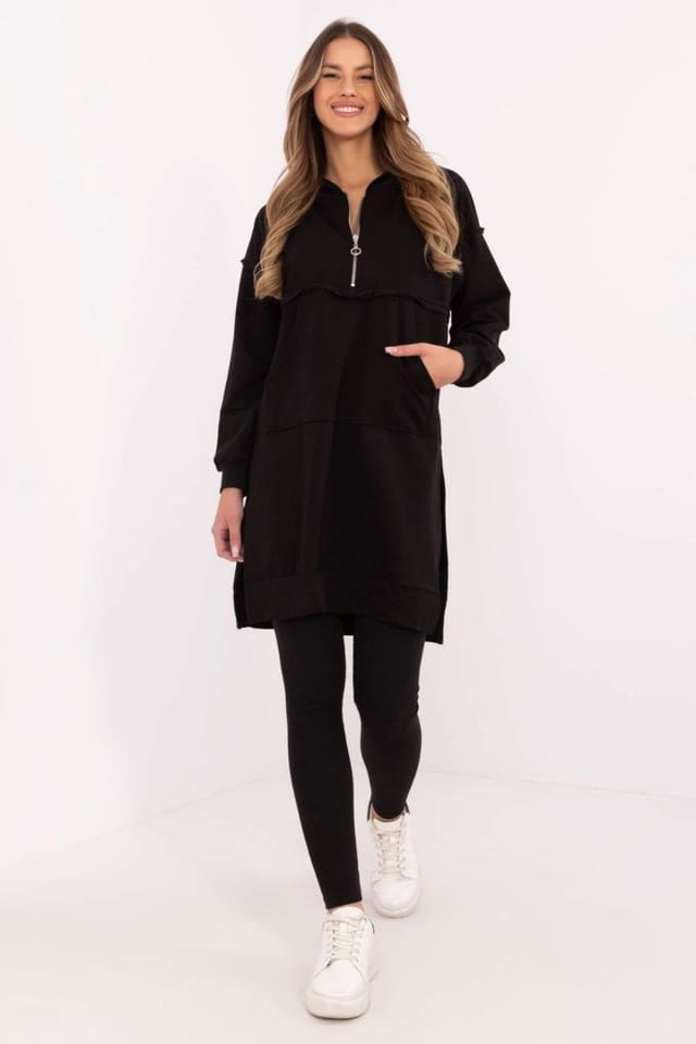 Love Lace Love Lace Women's Cotton Elastane Long Hoodie Leggings Set in Black - 3
