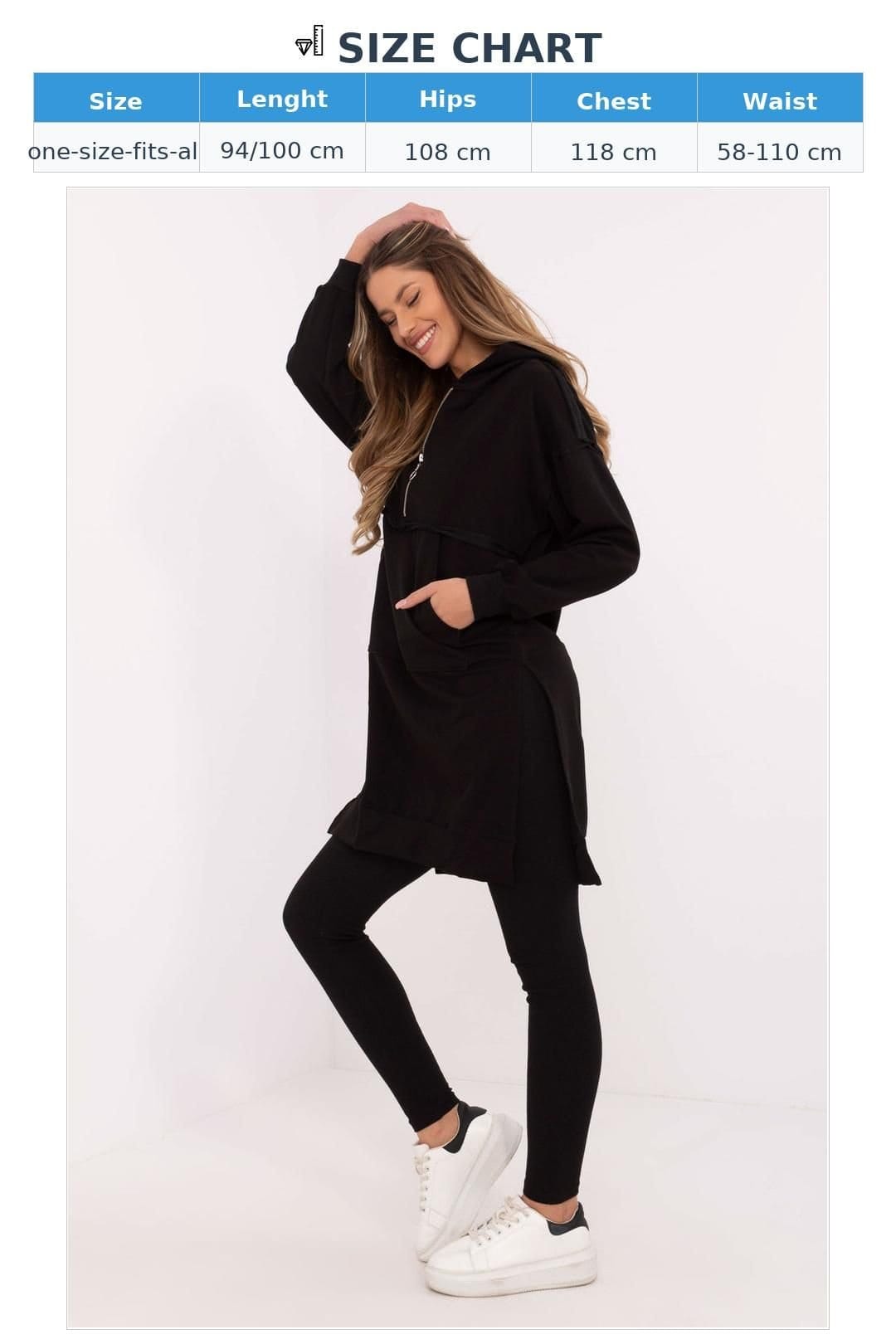 Love Lace Love Lace Women's Cotton Elastane Long Hoodie Leggings Set in Black - 4