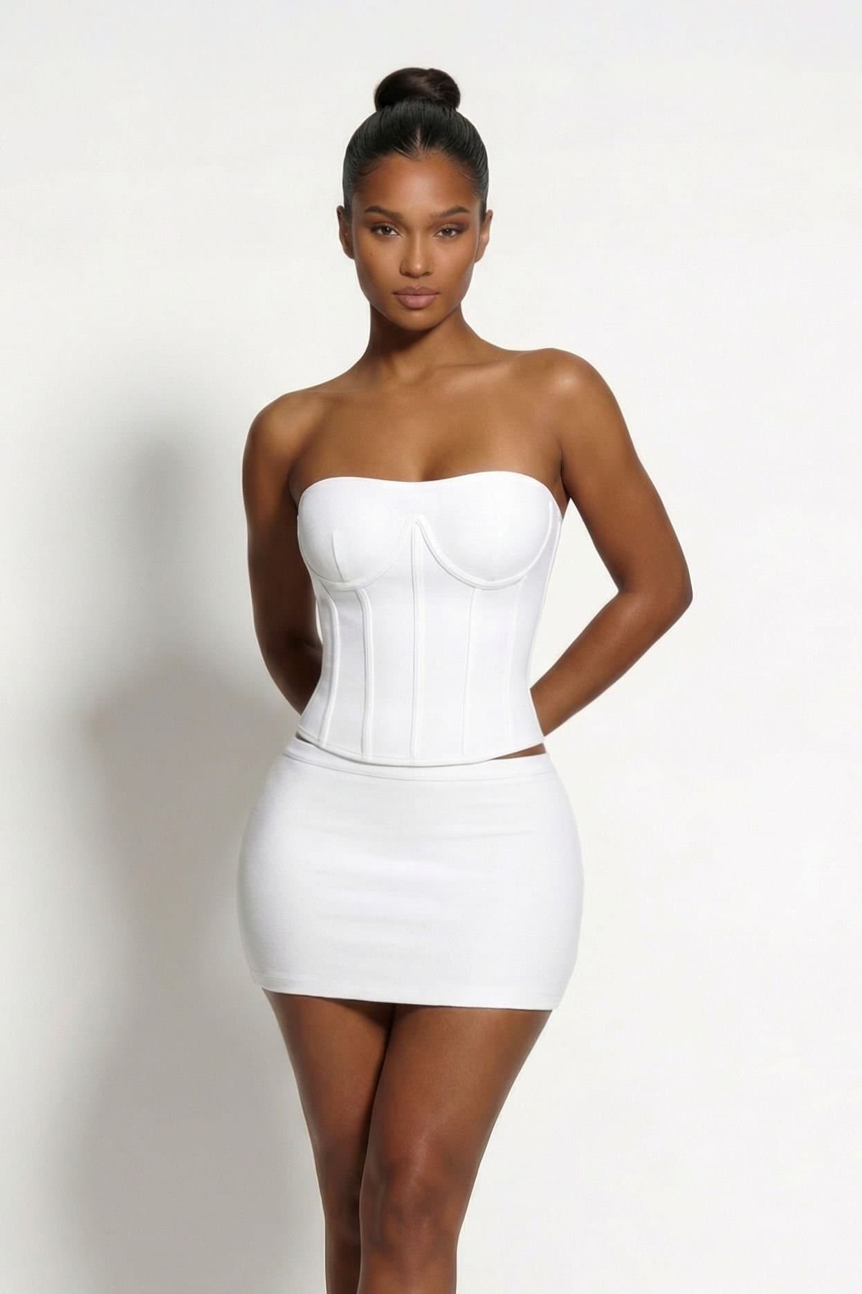 LEMONLUNAR LEMONLUNAR Women's The Inara Sculpt Bandage Corset Top White