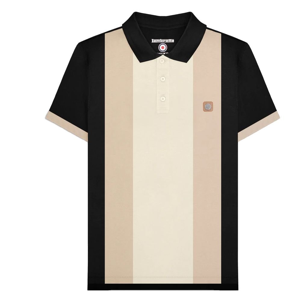 Lambretta Lambretta Men's Vintage Panelled Polo Shirt in Jet Black - 2