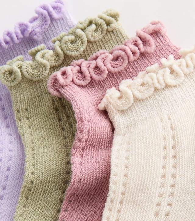 New Look Pack of 4 Multicoloured Frilly Trimmed Trainer Socks New Look - 2