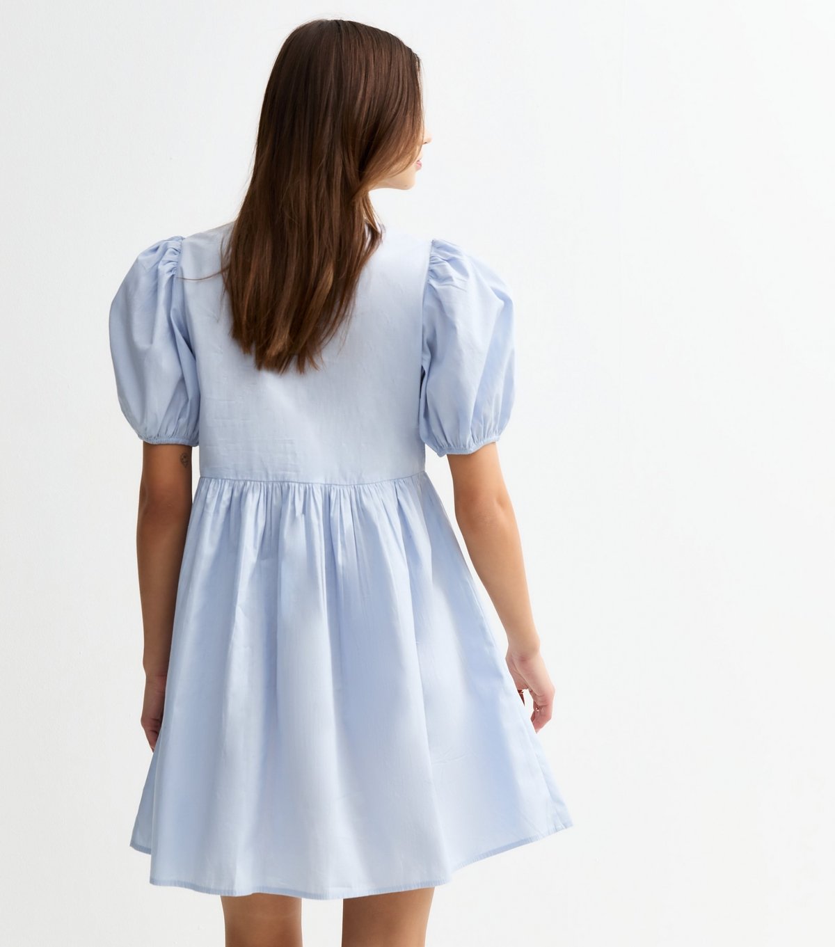 New Look Women's Light Blue Tie Front Bow Detail Mini Dress New Look - 4