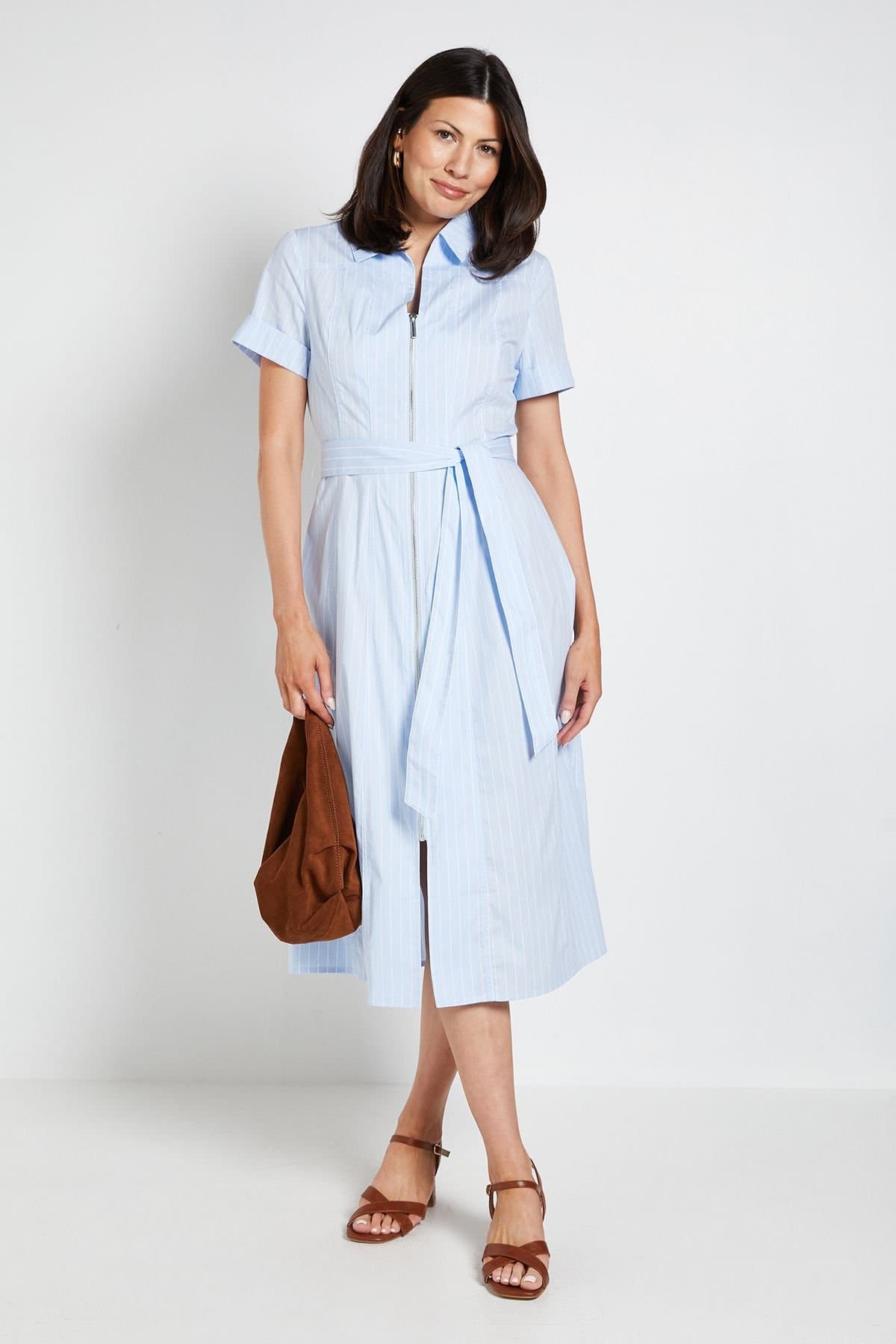 Wallis Wallis Women's Contrast Stripe Shirt Dress in Blue