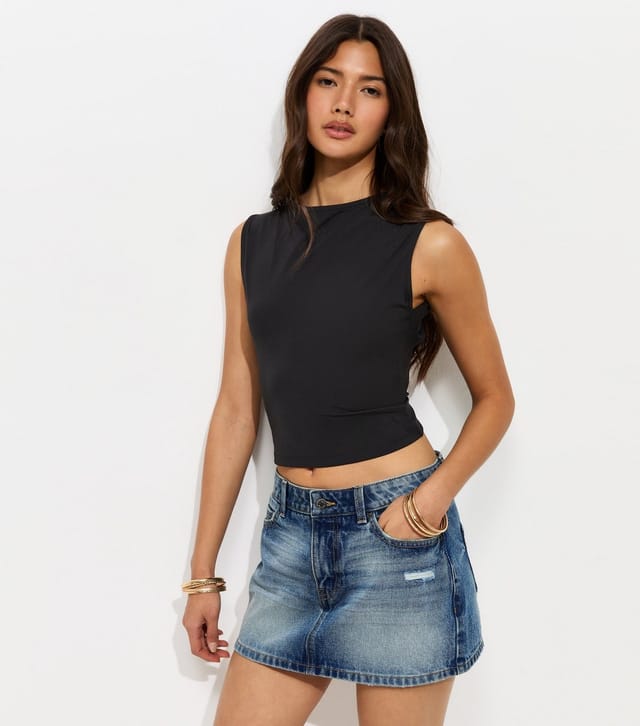 New Look Women's Black Twisted Open Back Slinky Sleeveless Top New Look - 2
