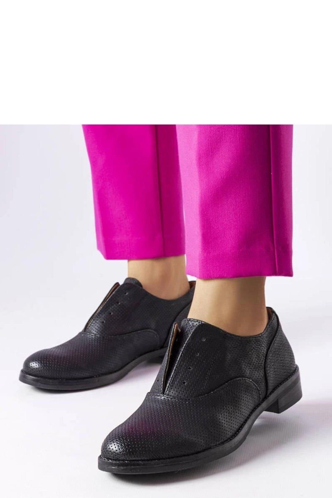 Love Lace Love Lace Women's Kairaouani Lace Up Perforated Flat Shoes with Low Upper in Black