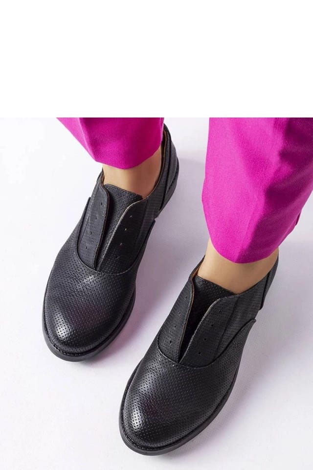 Love Lace Love Lace Women's Kairaouani Lace Up Perforated Flat Shoes with Low Upper in Black - 3