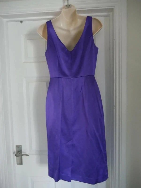 LK Bennett Purple Satin Dress Size 8 Ladies Evening Party Womens Pencil Cocktail LK Bennett - 1