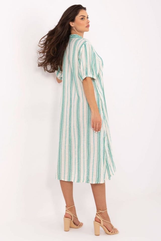 Love Lace Love Lace Women's Boho Midi Shirt Dress with Side Pockets in Green - 3