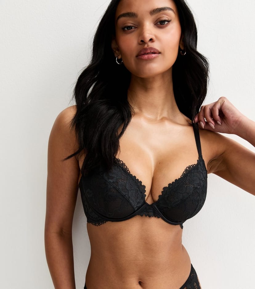 New Look Women's Black DD+ Lace Non Padded Bra New Look - 1