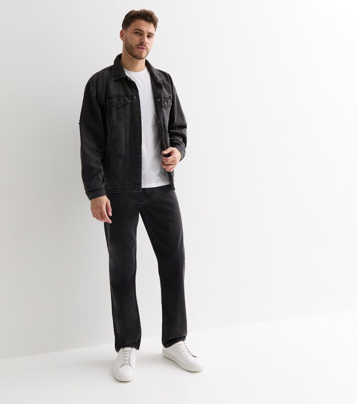 New Look Men's Black Washed Relaxed Fit Jeans New Look - 3