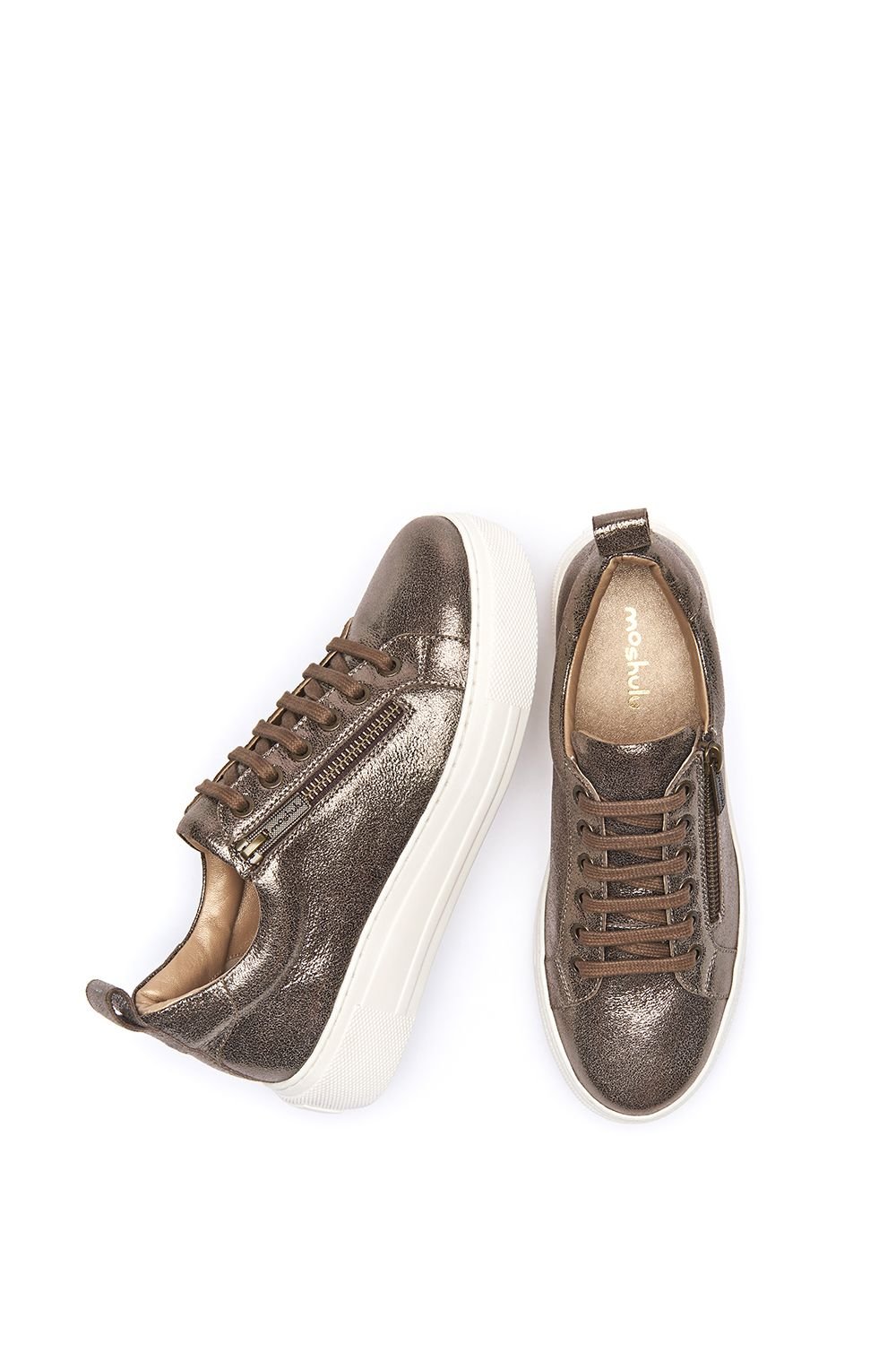Moshulu Moshulu Women's 'Dawlish' Flatform Zip Trainers in Bronze - 2