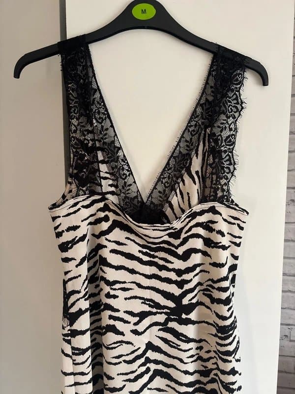 New Look New look zebra print lace trim midi dress