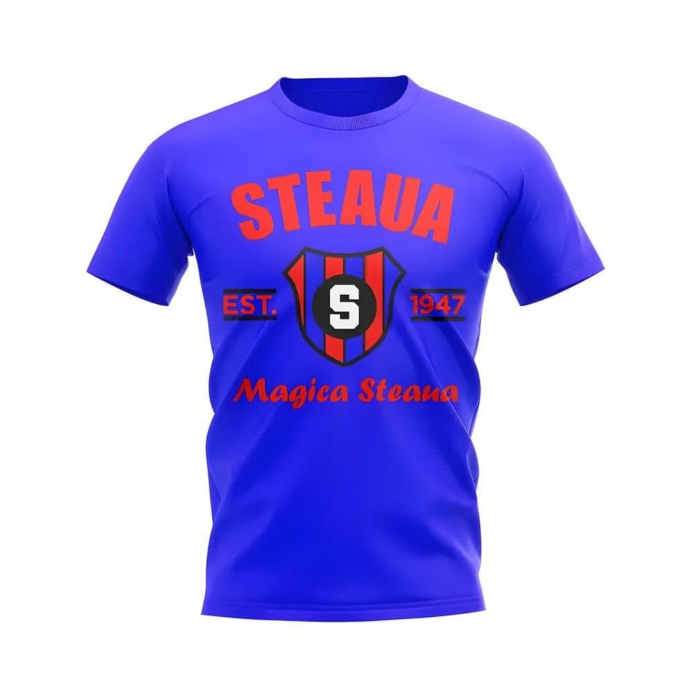 Steaua Bucharest Steaua Bucharest Men's Personalised Established Football T-Shirt Royal in Blue