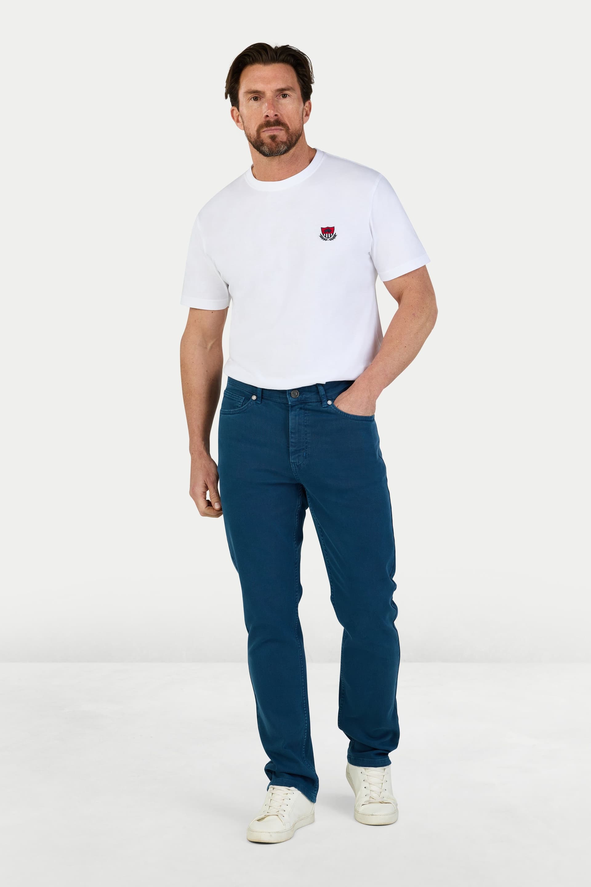 raging bull Raging Bull Men's Coloured Denim Stretch Trouser in Mid Blue