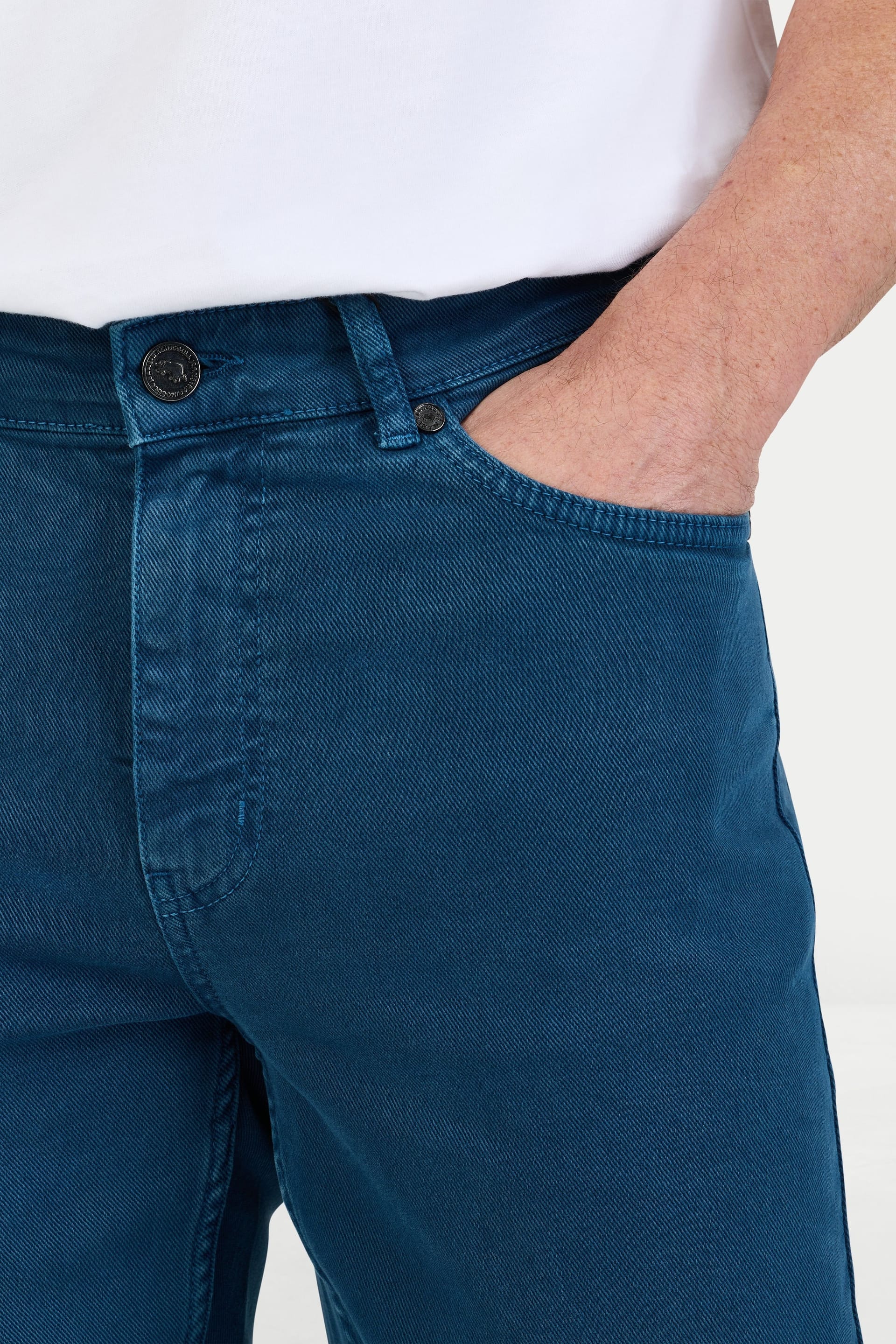 raging bull Raging Bull Men's Coloured Denim Stretch Trouser in Mid Blue - 4
