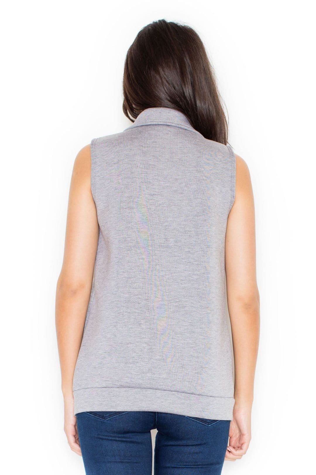 Love Lace Love Lace Women's Zipped Smooth Vest with Classic Lapels in Grey - 4