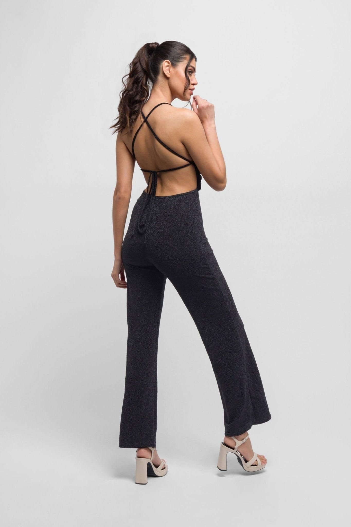 Jaded Rose Jaded Rose Women's Bella Open-Back Jumpsuit. Sexy & Elegant in Black - 2
