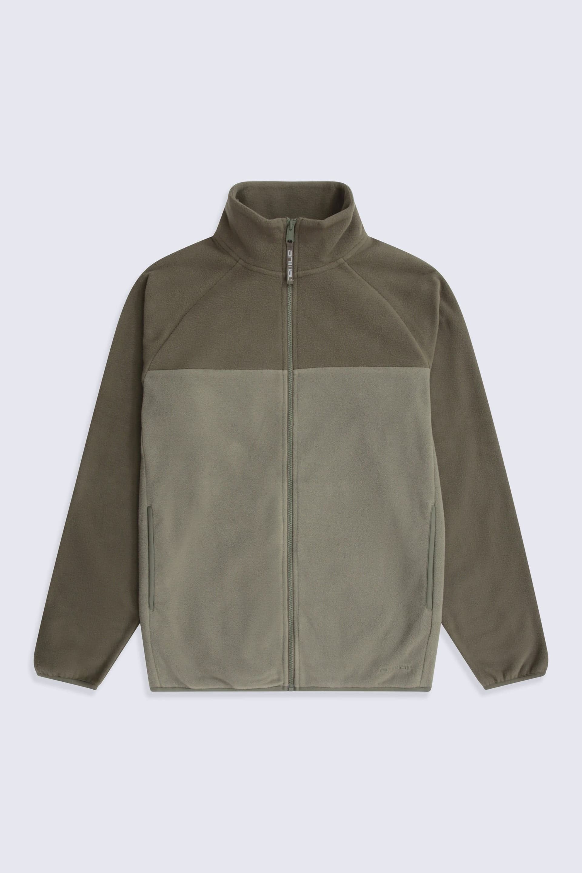 Animal Animal Men's 'Stockholm' Full Zip Breathable Soft Warm & Cosy Snug Fit Fleece in Light Khaki