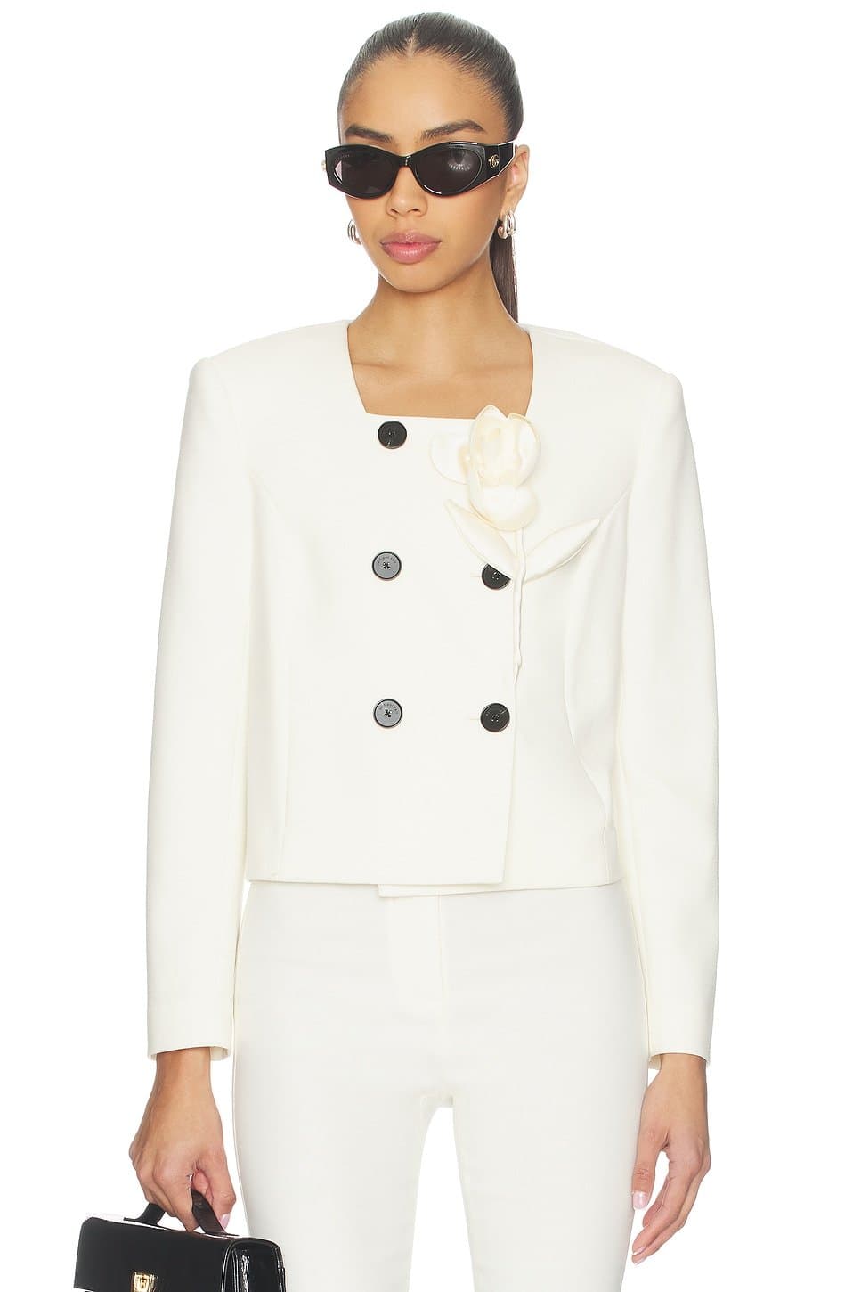 revolve Revolve Cream 3D Flower Jacket in Cream